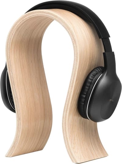 SnelShoppen - Houten Hoofdtelefoonhouder voor Desk Organizer, Minimalistisch en Stijlvol, Natuurlijke Eiken Kleur, Perfect als Cadeau voor Gamers