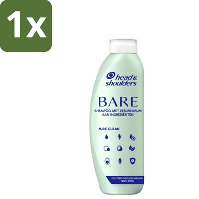 1 x Head & Shoulders - Anti-Roos Shampoo - Bare - Pure Clean - 400 ml - Anti-roos Shampoo - Vette Hoofdhuid - Schone Hoofdhuid - Roosvrije Haar - Milde Shampoo