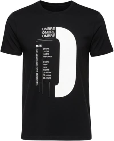 OMBRE T-shirt - Regular Fit - Katoen - Korte Mouw Zwart S