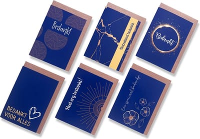 Cards & Crafts 36 Bedankt Kaartjes met Enveloppen set - 15x10 cm Gevouwen Kaarten Set Thank You Cards A6