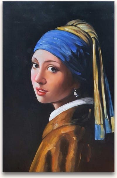Handgeschilderd schilderij Olieverf op Canvas - Johannes Vermeer 'Meisje met de Parel'