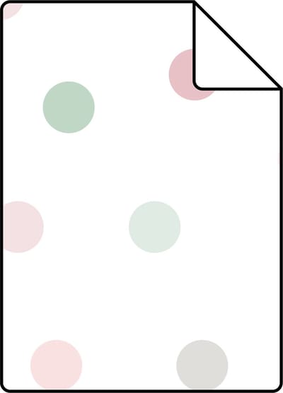 Proefstaal ESTAhome behang stippen roze, groen en grijs - 26.5 x 21 cm - 139040-S