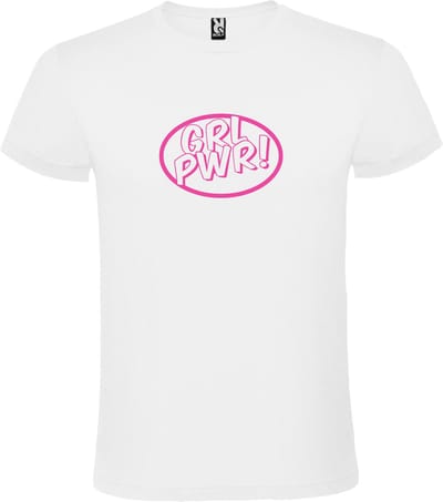 Wit t-shirt met 'Girl Power / GRL PWR' print Roze Maat XS