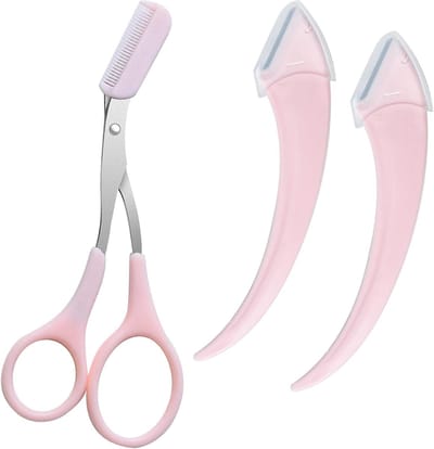 Wenkbrauwtrimmer Set - Wenkbrauw Scheermes - Wenkbrauwen Vormgeven - Met Kam Ontwerp - 3 Stuks - Roze