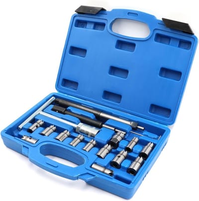 17-delig Freesset voor Injectoren, Diesel, Freesgereedschap voor Afdichtoppervlakken en Injectoren, 17 mm en 19 mm