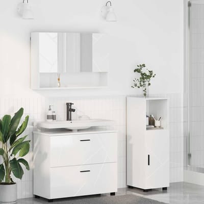 vidaXL - Badkamermeubel - Set - 3 - pcs - Hoogglans - wit - 76.5 - x - 35 - x - 64 - cm