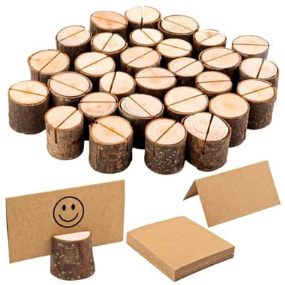 30 Stuks Houten Kaarthouders - Stabiele Tafelhoeders voor Menu's, Postcards en Foto's voor Feesten en Evenementen