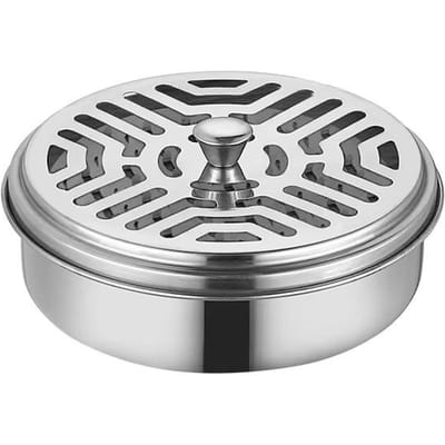 Support pour moustiquaires en acier inoxydable Boîte à moustiquaires ronde avec couvercle Plateau rond pour moustiquaires Facile à nettoyer Fournitures anti-moustiques