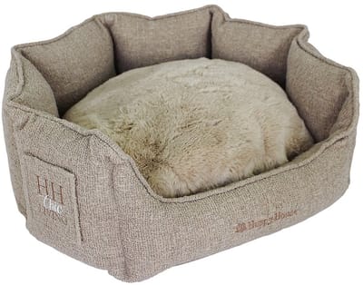 Happy-House Mand rond HH Chic Living Bouclé luxe met bont Beige