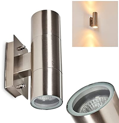 Moderne buitenwandlamp van roestvrij staal met GU10-fittingen - IP44 wandlamp met op en neer effect