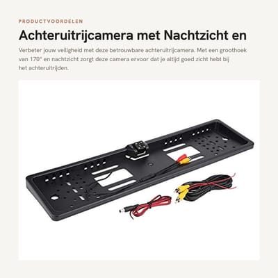 Dailygoods- Achteruitrijcamera 170° groothoek - Kentekenplaatcamera - Waterdicht - Nachtzichtcamera met 4 IR-leds - Duurzaam - Eenvoudige installatie