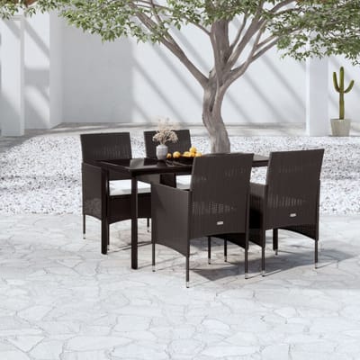 vidaXL - 5-delige - Tuinset - met - kussens - zwart