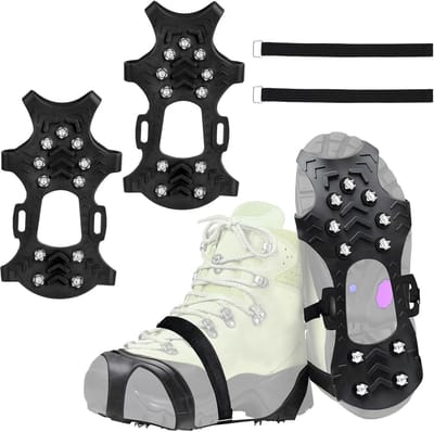 1 paar - Spikes voor schoenen - Spikes - Antislip spikes - Antislip schoenen - Stijgijzers voor laarzen en schoenen - Ijsnoppen voor laarzen - 11 schoenpunten - Wandelen - Hiken - Bergbeklimmen - Winter - Klimmen - Vissen - 22X13CM - M