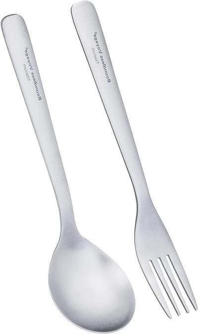 Titanium Bestekset met Lange Handgreep - Lichtgewicht Lepel en Vork voor Kamperen, Reizen en Outdoor Activiteiten - Duurzaam en Herbruikbaar Tafelgerei