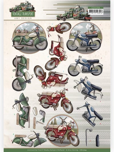 3D Cutting Sheet - Amy Design - Vintage Transport - Moped 1 stuks