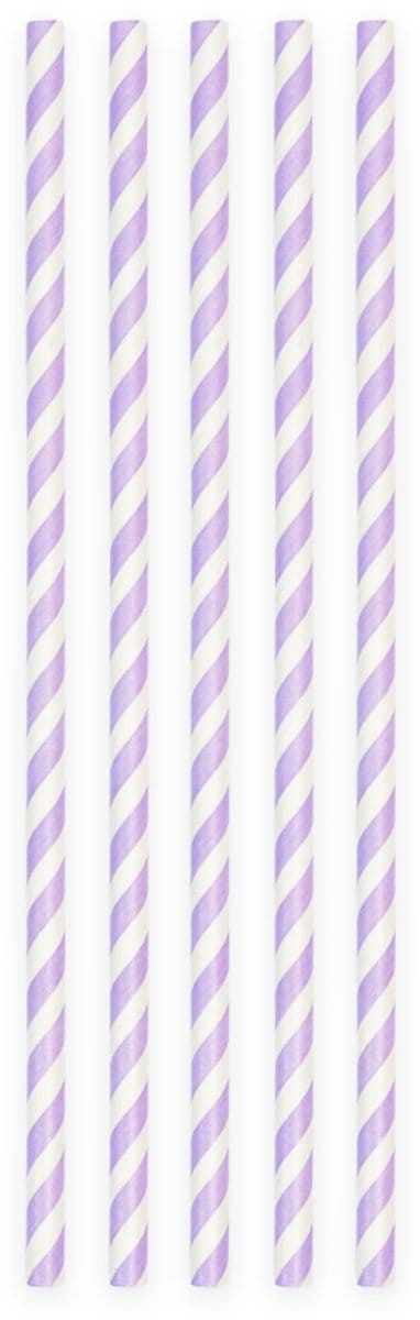 40 Papieren Rietjes Lila (Lilac) - 6mm x 197mm - Set van 2 Pakjes (40 stuks) - Lente feest, babyshower & verjaardag versiering