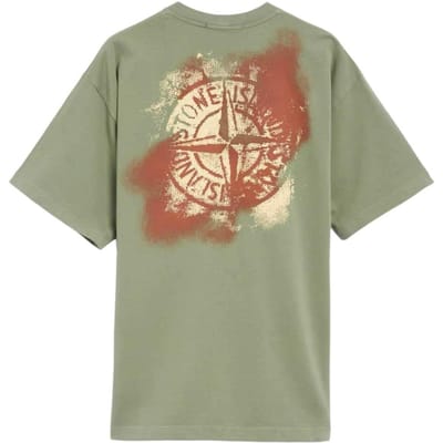 Stone Island Lz24 Dirtyfit Ruglogo Bedrukt Ronde Hals Korte Mouwen T-shirt Heren T-shirts Saliegroen 80152RCE6-V0055 XL brown