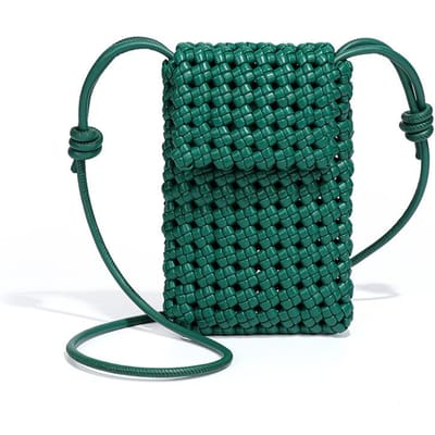 Modieuze Geweven Telefoontas, Lichtgewicht en Veelzijdig, Uitgeholde Schoudertasje, Veelzijdige Crossbody Dames Tas black