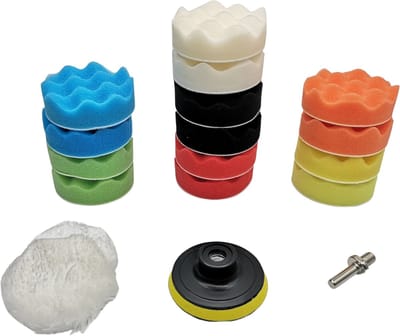 LB Tools 18 delige polijstset Ø 80mm polijstschijven met velcro steunschijf voor boormachine 18-delig