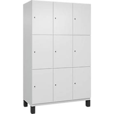 C+P Cambio lockerkast, 3 vakken, 9 vakken, op poten, B 1200 x D 525 x H 1980 mm, verkeerswit