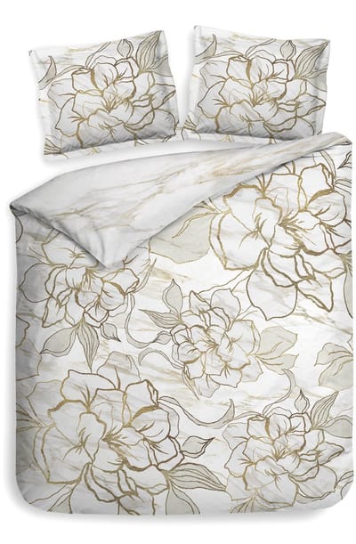 Heckettlane Fabiola Dekbedovertrek - Tweepersoons - Dekbedovertrek van 100% Katoen-Satijn - 200x200-220 cm - Off-White