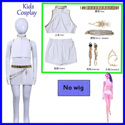 Costume Cosplay Enfant Anime Mira Rumi Zoey Combinaison Blanche Chantante Fête de Carnaval Filles Idol Tenue de Jeu de Rôle yj4k kids 150cm&KPop Demon Hunters white