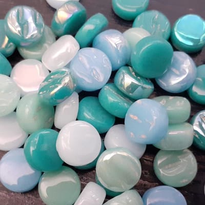 Darling Dotz Blauw/Groen Rond 8mm Glas Mozaiek Steentjes 250 gram