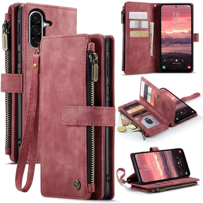 CaseMe Hoesje - Geschikt voor Samsung Galaxy A57 Hoesje - CaseMe C30 Book Case met Portemonnee - Rood