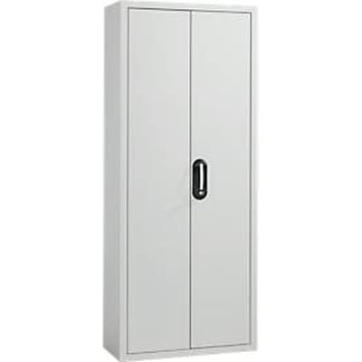 Magazijnkast - B 700 x D 300 x H 1980 mm - 12 legborden - zonder bakken - met deuren - lichtgrijs