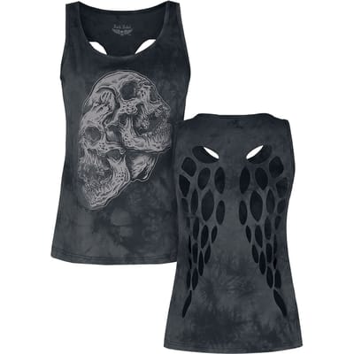 Rock Rebel by EMP - Rock Top - Top mit Frontprint und Cut-Outs am Rücken - S tot XXL - voor Vrouwen - grijs