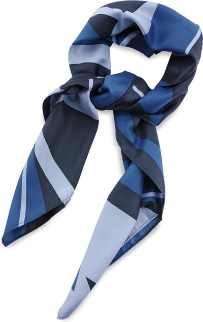 JB Collection - Sjaals - sjaal patroon denimblauw lichtblauw vierkant - marineblauw / denimblauw / lichtblauw