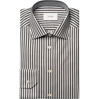 Eton Overhemd Bengal Stripe Organic Cotton Signature Twill Donker Grijs / male