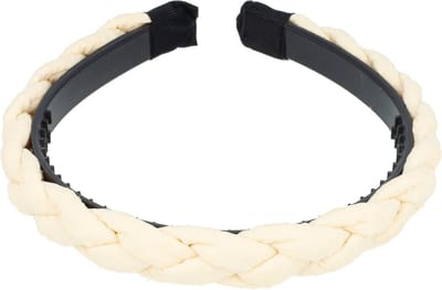 Haarsoires Haarband Diadeem 2cm – Gevlochten Kreukel Stof – Creme - Comfortabel voor Dames & Meisjes - Universele Maat