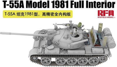 Rye Field Model Modelbouwpakket Militaire voertuigen - 5155 T-55A Model 1981 met volledig interieur - Russische Tank Plastic - 1:35 - Modelbouw