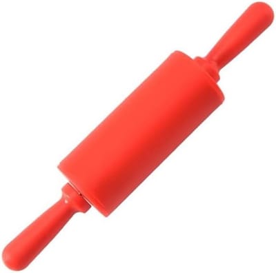 Deegroller Hout - Bakroller Nonstick - Bakken Koekjes - Ergonomische Grip - 23 cm - Rood