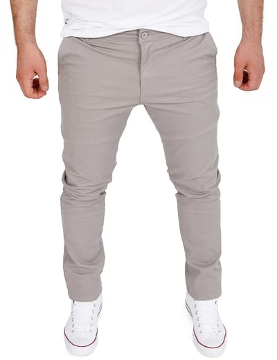 WOTEGA Heren Chinobroek Glenn – Slim Fit – Katoen Stretch – Grijs – 5-pocket
