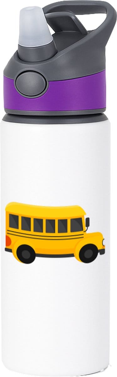 Hacebo® - Bussen waterfles met rietje paars - Auto - Buschauffeurs - Schoolbus - buschauffeuse - water fles - 650ML
