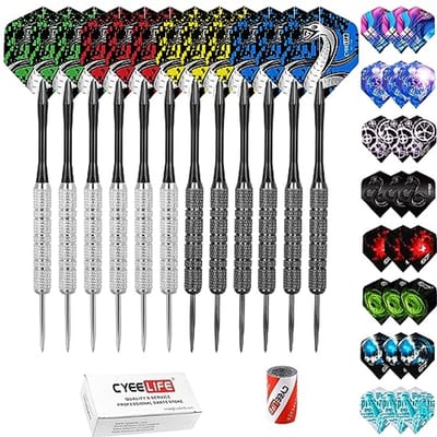 Professionele 12 Stuks Stalen Dartpijlen Set met PVC Shafts en 36 Flights
