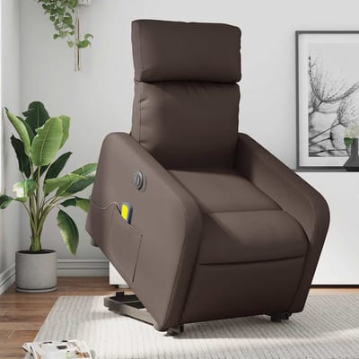 vidaXL - Sta-op-massagestoel - elektrisch - kunstleer - bruin