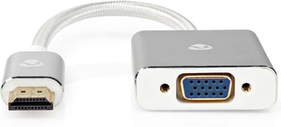 Nedis VGA-Adapter - HDMI Connector - VGA Female 15p - Verguld - Recht - Aluminium / Stof - Zilver - Cover Window Box