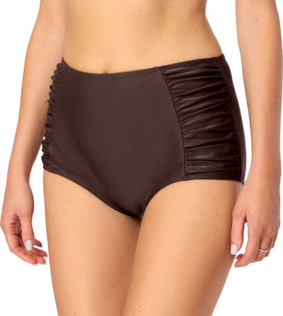 Bellivalini Dames Zwembroek - Bikinibroekje - Elastische tailleband - Polyamide & Elastaan – Bruin – XS - BLV-BLV50-284-SL