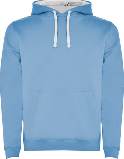 Roly Kids´ Urban Hooded Sweatshirt RY1067K - Sky Blue 10/White 01 - 11/12 Jahre