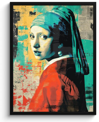 Poster in lijst - Fotolijst 60x80 cm - Posters - Klassiek - Pareloorbel - Streetartstijl - Kleurrijk - Posterlijst zwart - Decoratie - Wanddecoratie woonkamer - Muurdecoratie slaapkamer