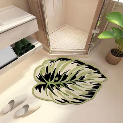 Tapis de sol de salle de bain en boue de diatomées Ins Wind Leaves, absorbant et résistant à l'eau et à la saleté, facile à entretenir 40*60cm