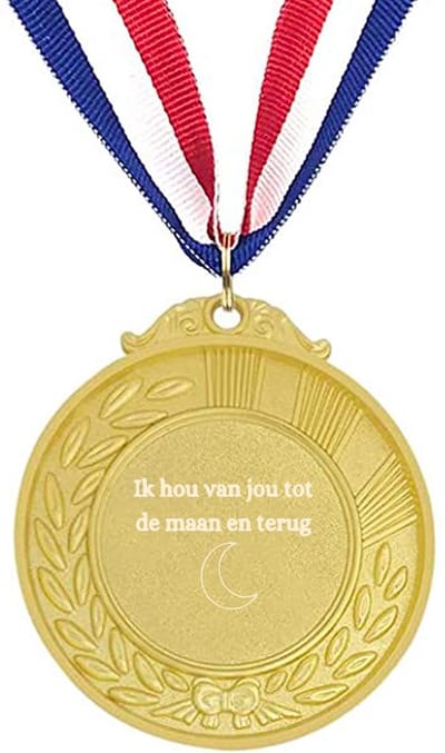 Akyol - ik hou van jou tot de maan en terug medaille goudkleuring - Quotes - familie vrienden - cadeau