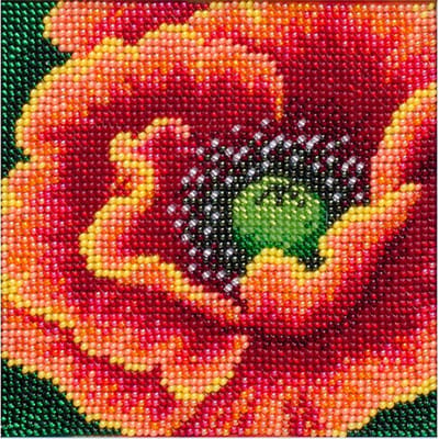BORDUURPAKKET met kralen/parels - Flaming flower - Vlammende bloem - VDV