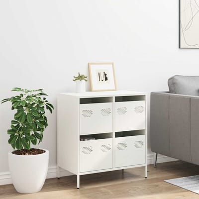 vidaXL - Dressoir - 68x39x73,5 - cm - koudgewalst - staal - wit