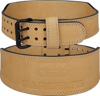 Barbelts Gewichthefriem Sand - Weightlifting belt - Echt leder - Fitness riem - Maat XS