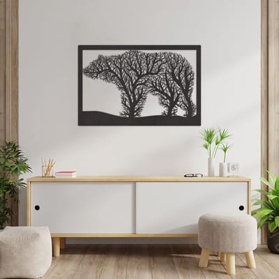 Wanddecoratie Beer - Muurdecoratie Beer - Muurdecoratie Hout - Wanddecoratie Hout - Muurdecoratie Woonkamer - Wanddecoratie Woonkamer - Wanddecoratie Industrieel - Wanddecoratie Dieren - Home Decor - Wall Line Art - 89 x 58.5 cm