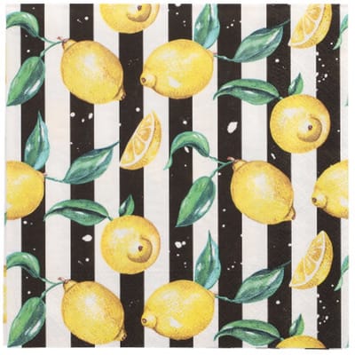 10x 20 Servetten 3-laags 1/4 vouw 33 cm x 33 cm Citrus Lines